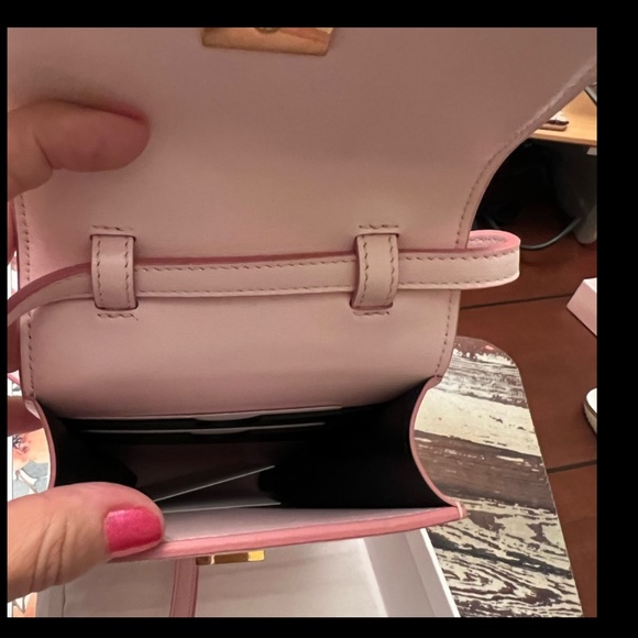 *Balmain* PRISTINE Leather Trimmed Pink Jacquard Canvas Monogram Crossbody - Picture 8 of 13